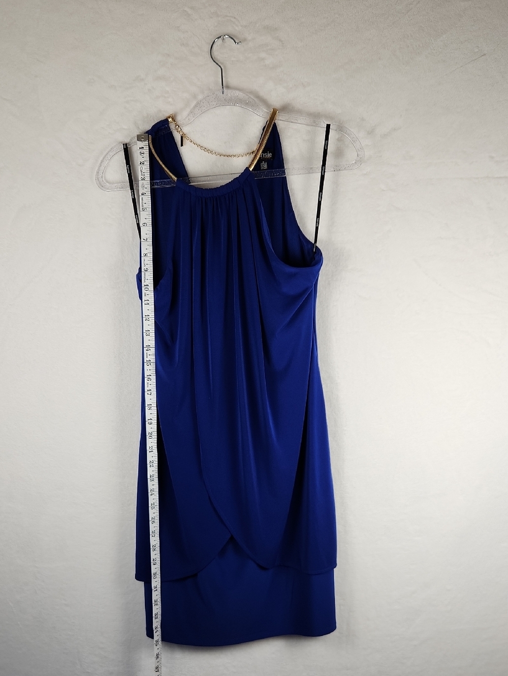 ✨ Kensie Cobalt Blue Halter Dress ✨ Size 8 - Metallic Chain Neckline - Picture 5 of 16